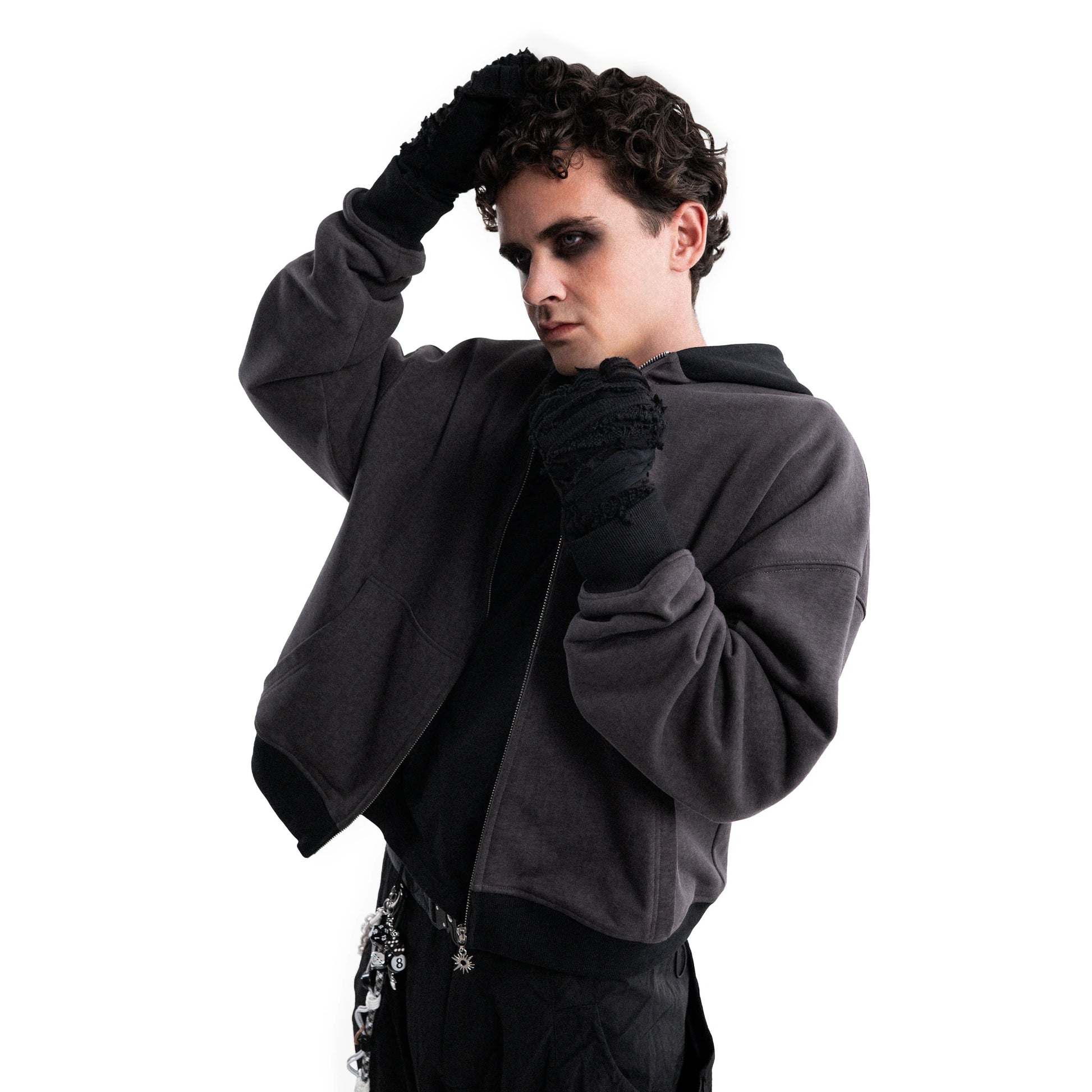 'Echo' Zip-Up Hoodie Smoke